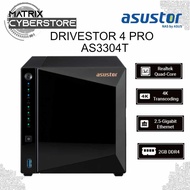ASUSTOR AS3304T DRIVESTOR 4 BAY PRO NAS Realtek RTD1296 Quad-Core 1.4Ghz CPU, 2.5GE, 2GB DDR4 RAM