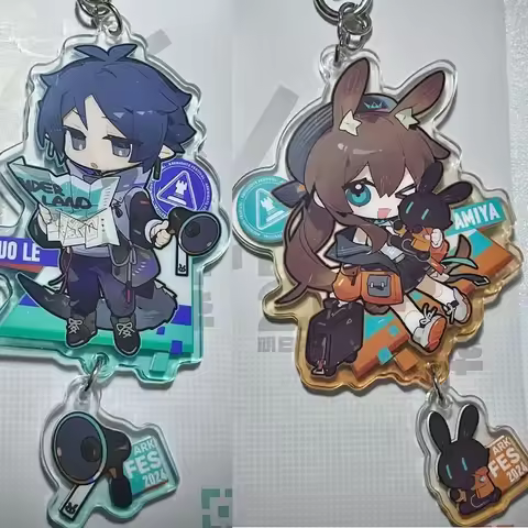 Arknights Y2k Girls Acrylic Keychain Amiya Doctor Zuo Le Strap Lanyard for Mobile Phone Case Car Key