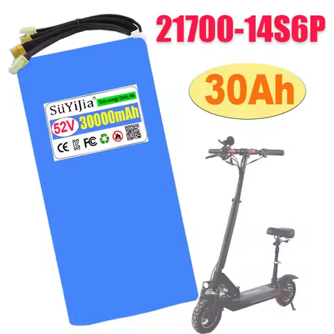 52V 30Ah/30000mAh 21700 Rechargeable Lithium 14S6P Battery Pack Suitable for Dual Drive Scooter Batt