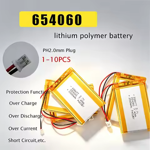 3.7V Lithium Polymer Battery 654060 2000mAh Rechargeable Batteries Li Po for GPS Navigator Heating G