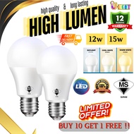 (SIRIM) E27 LED BULB 12W 15W SIRIM HIGH QUALITY 1400 LUMEN