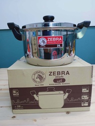 ZEBRA หม้อ หม้อต้ม Carry ขนาด 28 ซม. 9.5 ลิตร ตราหัวม้าลาย หม้อหุงต้ม หม้อสแตนเลส Carry ตราหัวม้าลาย