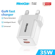 MeeGoo 35W GaN Charger Plug Travel Portable 2USB Type C Charger Quick Charger Adapte for All Phone