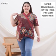 BIGSIZE BLOUSE BATIK 587 XL JUMBO ATASAN KERJA KANTOR CEWEK FASHION LD 110 cm WANITA MURAH 020