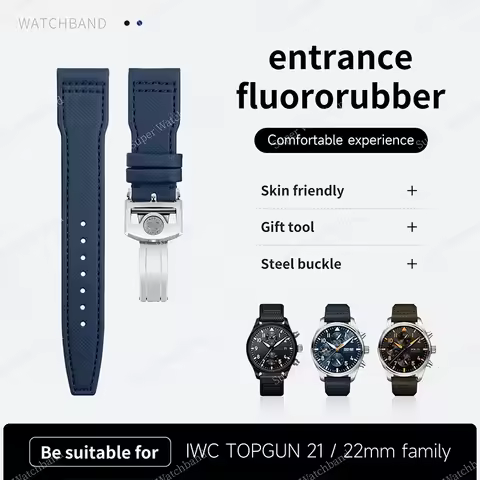 21mm 22mm Calfskin Leather Nylon Pattern Watch Band For IWC Strap BIG Pilot SPITFIRE TOP GUN IW3890 