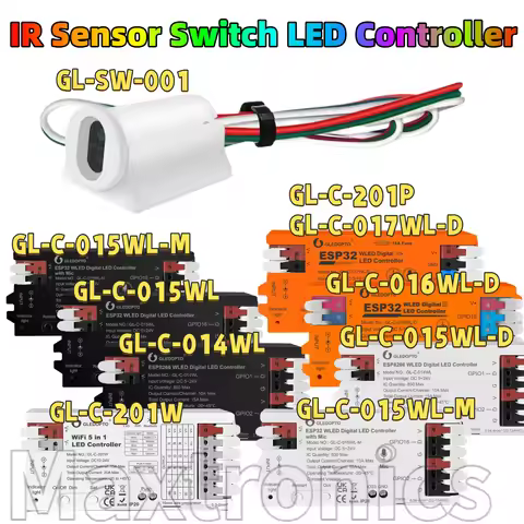 GLEDOPTO IR Sensor Switch LED Controller Push Switch Dimming GL-SW-001 ON OFF Timed Gesture-Aware Tr