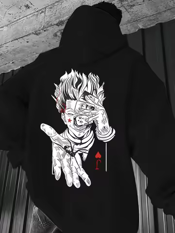 Men's Hunter x Hunter anime hoodie with Joker logo printed on the back Gothic street style autumn an
