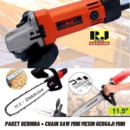 Mesin Gerinda + Chain Saw Mini Mesin Gergaji Mini Paket Murah New