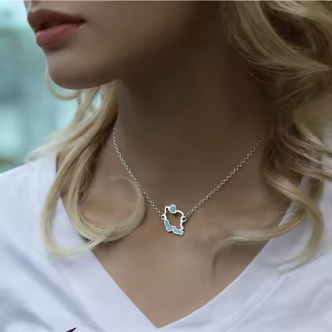 Kkjoy Custom Iran Map UV Color Printing Necklace Stainless Steel Gold Silver Persian Cultural Theme 