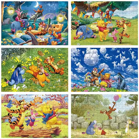 Disney Winnie The Pooh Jigsaw Puzzle 300/500/1000 Pieces Cartoon Puzzles for Children's Educational 
