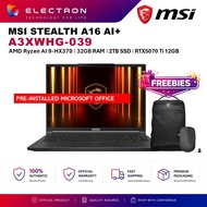 MSI Stealth A16 AI+ A3XWHG-039 16'' QHD+ Gaming Laptop( NVIDIA® GeForce RTX™ 5070Ti, RyzenAI 9HX 370