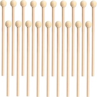 Foraineam 30 Pieces Wood Mallets Small Musical Drumsticks, 8.2 Inch Wooden Drum Sticks Percussion Mallets for Hand Drum, Glockenspiel, Xylophone, Chime, Woodblock and Bells