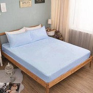 【樂樂生活精品】免運費【格藍傢飾】翡冷翠涼感彈性床包-雙人三件組-晴空藍(枕套7色可選) 請看關於我！