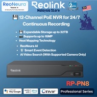 Reolink RP-PN8 12-Channel PoE NVR Recorder 16MP Ultra HD Support ReoNeura AI Video Search 32TB HDD