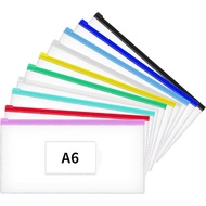 JARLINK 10 Keping Sampul Zip Poli, Saiz A6 (9 x 4.7in) Kantung Zip Plastik dengan Poket Label, 10 Wa