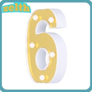 ZELTH LED Number Light, Battery Powered 6 LED Sign Lamp, Decorative Gold Number 6 Warm White Light N