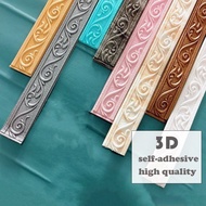 Self-Adhesive 3D WallPaper 230cm x 5cm European Style-Baseboard Skirting 3D Stereo Wall Stickers wall decoration room Line TV Background Wall Border Stereoscopic Wallpaper Roof Wallpaper 3D Wall Paper wallpaper 3d