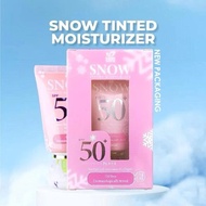 DHERBS Snow Tinted Sunscreen SPF50 PA++++ Moisturizer Tone Up, Krim Halus Lembap, Melindungi Dan Men