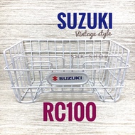 ตะกร้า SUZUKI RC100  RC80  ซูซูกิ อาร์ซี 100 อาร์ซี 80 สีขาว แบบเดิมๆ วินเทจ ตะกร้าหน้า ตะแกรง มอเ