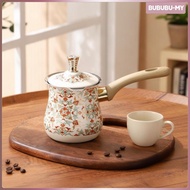 [BububuMY] Decorative Coffee Brewing Vessel Saucepan with Metal Knob Lid and Wood Handle for Kitchen