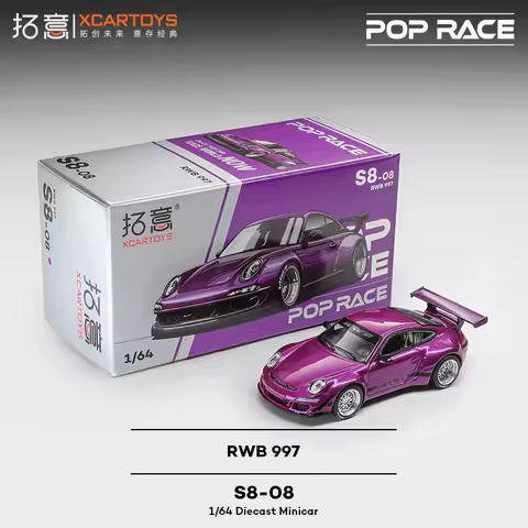 XCarToys 1/64 POP RACE Porsche RWB997 in Purple Cars Alloy Toys Motor Vehicle Diecast Metal Model Ki