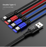 4 in1 3 in1 super fast charging type-c charger Android USB cable 5A speed data cable transmission mobile phone lightning flash charging suitable for iPhone Huawei Xiaomi Samsung vivo oppo Double TypeC/Lightning 1.2m(90+30cm)