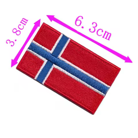 Norway Flag Embroidery Patch 6.3cm Wide Iron On Sew On Backing