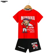 Custom Free Name Shirt Set 17 August 2025 Unisex Children Ages 2-10 Years Independence Day Republic 