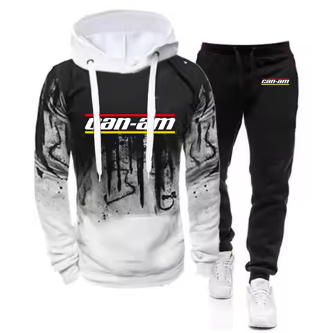 2025 Can Am Motorcycle Men New Gradient Hooded Hoodie + Pants Tracksuits Casual Print Sweatpant Leis