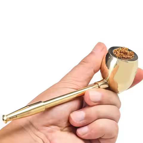 Portable Brass Tobacco Pipe Metal Smoking Pipe Men's Gift