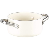 GreenChef Casserole Pot with Handles IH Compatible 16cm Ceramic Non-Stick Vintage White