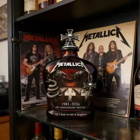 Metallica 45th Anniversary Limited Edition Whiskey Decanter - Rock Band Collectible Glass Bottle wit