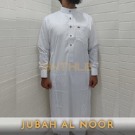 AL-NOOR Jubah Gamis Pria Muslim Premium Warna Putih Lengan Panjang Manset Kancing Tekan