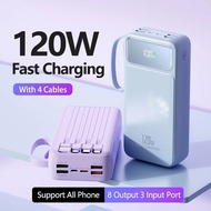 Powerbank 100000mAh 120W Powerbank Fast Charge with 4 cables Portable for IOS Huawei Android Mobile 