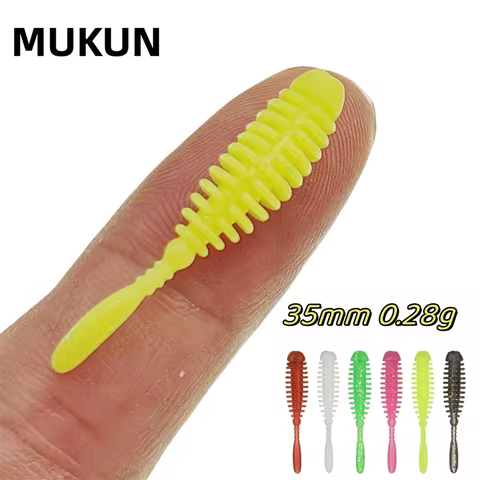 MUKUN 10PCS TPE AJING Soft Lure Rockfish Fishing Lures 0.28g/35mm MINI Artificial Bait Swimbaits Jig