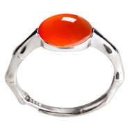 S925 Sterling Silver Ring Holder Empty Holder Female Bamboo Ring Holder Inlaid Jade Hetian Jade Gem 