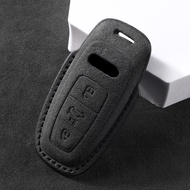 For AUDI A3 A4 A5 B9 A6 A7 4K A8 Q3 Q4 Q5 Q8 C8 D5 SQ8 Car Key Case Cover Shell Suede Keychain Car R