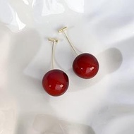 {朵朵韓飾} C1436 韓國直送(正韓)-氣質甜美紅櫻桃水果耳環