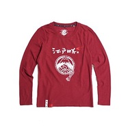 江戶勝 日系 忍者系列 注連繩LOGO字體印花長袖T恤-女裝 (朱紅色)