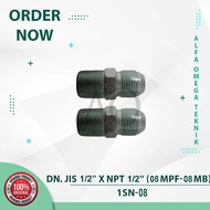 Double NEPEL ADAPTER HYDRAULIC HOSE JIS 1/2" x NPT 1/2" 1SN 08MPF-08MB