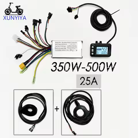 25A E-Bike Brushless Motor Controller 24V/36V/48V 350W-500W with P.A.S Throttle UART No.2 P3 LCD Dis