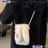 HECCEH Plush Phone Bag, Cute Rabbit Soft Rabbit Ear Shoulder Bag,  Solid Color Fashionable Look Mobi