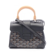 【二手】 GOYARD Saigon Mini 兩用手提包 SAIGONMINTY01CL03P 黑色/ブラウン/米色 PVC塗層帆布皮革 Saigon Mini 兩用手提包