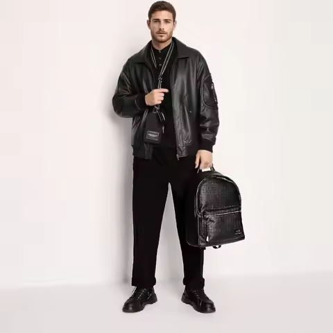 Men's MA-1 Bomber Jacket Deconstructed Design PU Leather Coat American High Street Loose Fit Biker J
