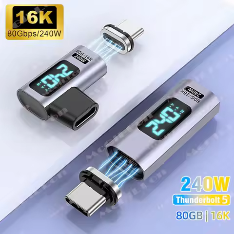 USB4.0 80Gbps 240W Thunderbolt 5 Magnetic Adapter Type C To USB C Fast Charge Magnet Converter Cable