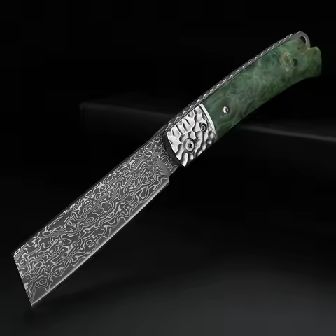Damascus VG10 patterned steel high hardness portable pocket folding knife outdoor knife camping fold