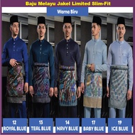 ZH Baju Melayu Jakel LIMITED Slim-Fit Jakel Baju Melayu Cutting Slim-Fit Biru Blue Edition
