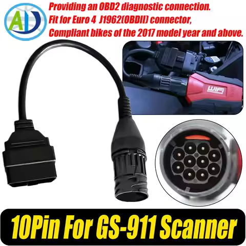 10Pin OBD2 Diagnostic Cable for GS-911 OBD Scanner Tool 10Pin to Male 16Pin for GS-911 WiFi Scanner