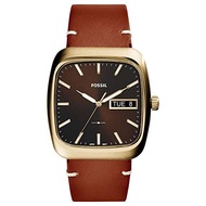 Fossil Rutherford Rectangle Dial Brown Hard Leather Strap Men Watch FS5332