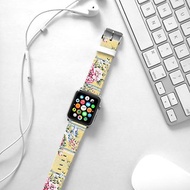 Apple Watch Series 1 , Series 2, Series 3 - Apple Watch 真皮手錶帶，適用於Apple Watch 及 Apple Watch Sport - Freshion 香港原創設計師品牌 - 粉黃色玫瑰花紋